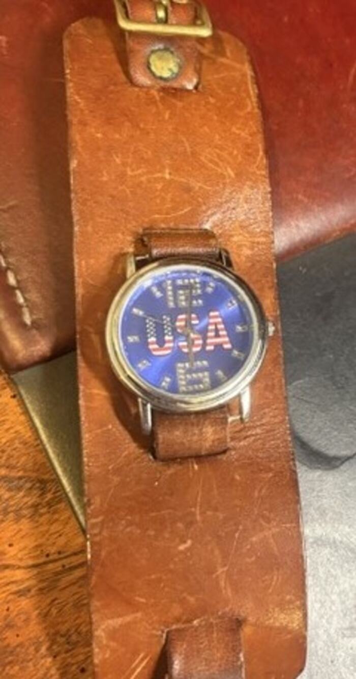 Unisex 35mm silver Tone Valldawn ":USA" Watch, 1 3/4" Strap
